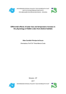 Differential Effects of Water Loss and Temperature Increase in the Physiology of Fiddler Crabs from Distinct Habitats