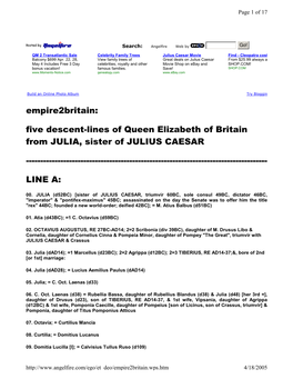 Empire2britain: Five Descent-Lines of Queen Elizabeth of Britain from JULIA, Sister of JULIUS CAESAR