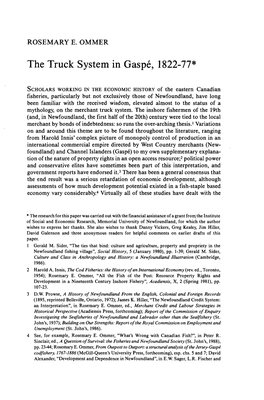 The Truck System in Gaspé, 1822-77*