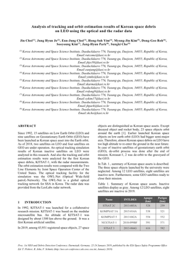 Analysis of Tracking and Orbit Estimation Results of Korean Space Debris on LEO Using the Optical and the Radar Data