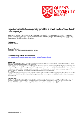 Localised Genetic Heterogeneity Provides a Novel Mode of Evolution in Dsdna Phages