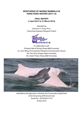 Monitoring of Chinese White Dolphins