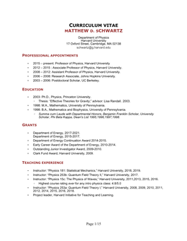 Curriculum Vitae Matthew D