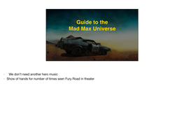 Guide to the Mad Max Universe