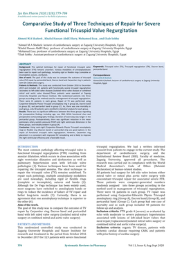 Comparative Study of Three Techniques of Repair for Severe Functional Tricuspid Valve Regurgitation