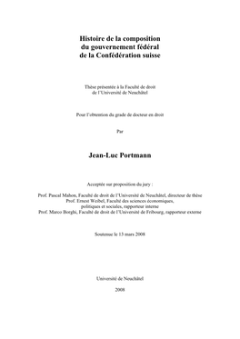 Histoire De La Composition Du Gouvernement Fédéral De La Confédération Suisse