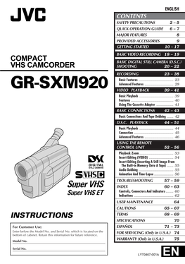 GR-SXM920 Advanced Features