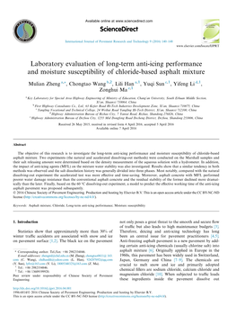 Laboratory Evaluation of Long-Term Anti-Icing Performance and Moisture Susceptibility of Chloride-Based Asphalt Mixture