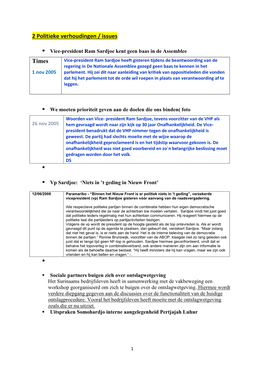 Politieke Verhoudingen / Issues