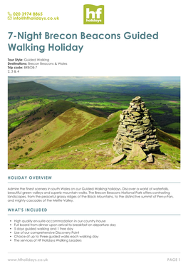 7-Night Brecon Beacons Guided Walking Holiday