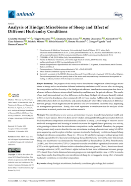 Analysis of Hindgut Microbiome of Sheep and Effect of Different Husbandry Conditions