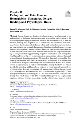 Embryonic and Fetal Human Hemoglobins: Structures, Oxygen Binding, and Physiological Roles