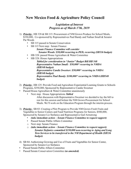 NM Food & Ag Policy Council Legislative Priority List Progress 3