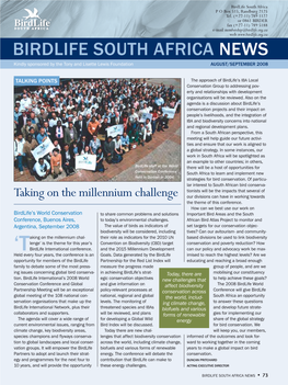 Birdlife South Africa News • 73 Talking Points News in Brief