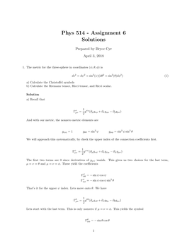 Phys 514 - Assignment 6 Solutions