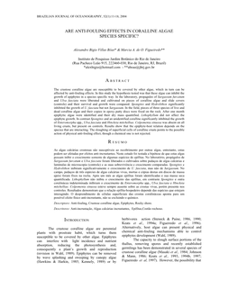 Are Anti-Fouling Effects in Coralline Algae Species Specific?