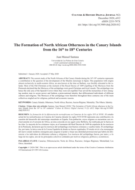 The Formation of North African Otherness in the Canary Islands from the 16Th to 18Th Centuries