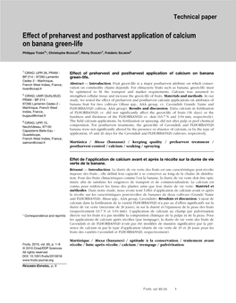 Effect of Preharvest and Postharvest Application of Calcium on Banana Green-Life