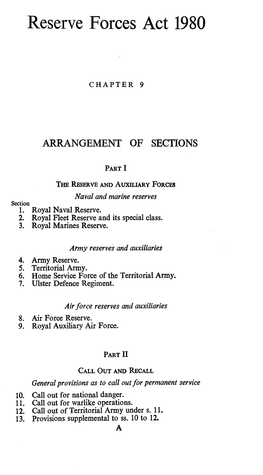 Reserve Forces Act 1980
