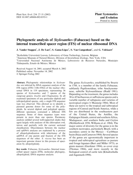 Phylogenetic Analysis of Stylosanthes (Fabaceae) Based on the Internal Transcribed Spacer Region (ITS) of Nuclear Ribosomal DNA