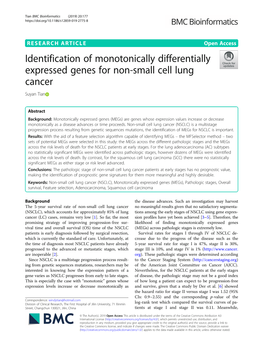 Identification of Monotonically Differentially Expressed Genes for Non-Small Cell Lung Cancer Suyan Tian