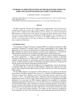 Numerical Implementation of the Bloch Equation to Simulate