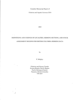 Canadian Manuscript Report of Fisheries and Aquatic Sciences