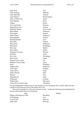 Ch 61, P.3 Natural Resource Commission[571] IAC 9/10/97 Lake Anita Cass Lake Keomah Mahaska Lake Macbride Johnson Lake Manawa Po