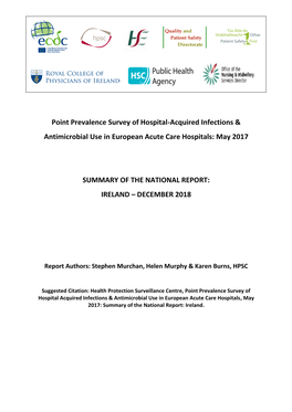 Ireland, December 2018 Point Prevalence Survey of Hospital