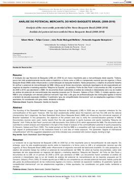 Análise Do Potencial Mercantil Do Novo Basquete Brasil (2008-2018)