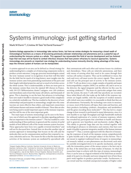 Systems Immunology: Just Getting Started