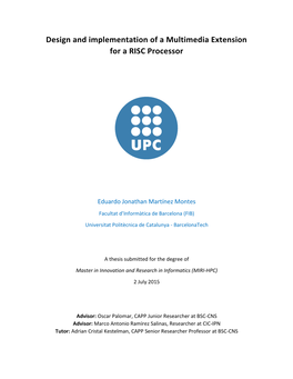 Design and Implementation of a Multimedia Extension for a RISC Processor