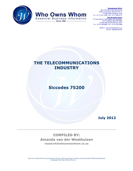 THE TELECOMMUNICATIONS INDUSTRY Siccodes 75200