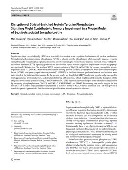 Disruption of Striatal-Enriched Protein Tyrosine Phosphatase Signaling