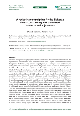 A Revised Circumscription for the Blakeeae (Melastomataceae)