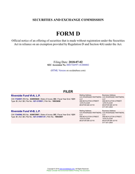 Riverside Fund VI-A, L.P. Form D Filed 2018-07-02