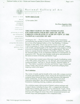National Gallery of Art - Christo and Jeanne-Claude (News Release) Page 1 Of4