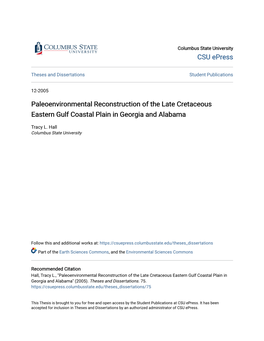 Paleoenvironmental Reconstruction of the Late Cretaceous Eastern Gulf Coastal Plain in Georgia and Alabama