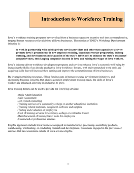 Introduction to Workforce Training