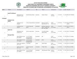 Directorate of Conformity Assessment North Pakistan Standards and Quality Control Authority Ministry of Science and Technology, Government of Palistan