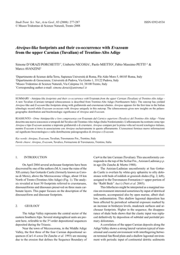 Atreipus-Like Footprints and Their Co-Occurrence with Evazoum from the Upper Carnian (Tuvalian) of Trentino-Alto Adige