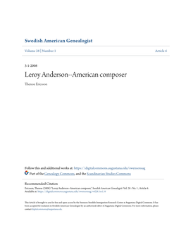 Leroy Anderson--American Composer Therese Ericsson