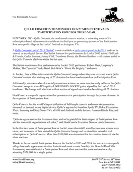 Qello Concerts to Sponsor Lockn' Music