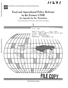 1 Agricultural Economy in Transition