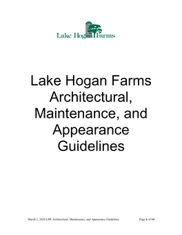 Lake Hogan Farms Architectural, Maintenance, and Appearance Guidelines