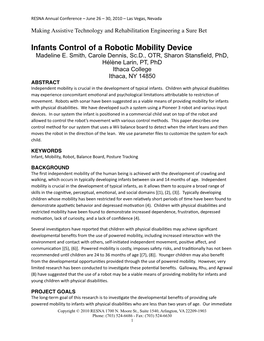 Infants Control of a Robotic Mobility Device Madeline E
