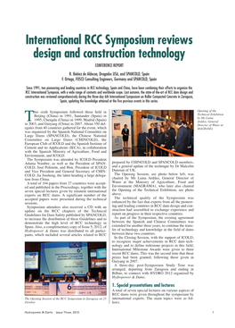 International RCC Symposium Reviews Design and Construction Technology CONFERENCE REPORT R