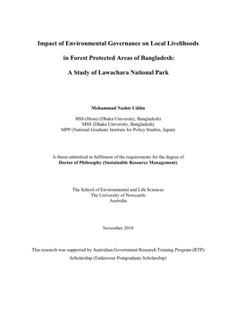 Impact of Environmental Governance on Local Livelihoods in Forest