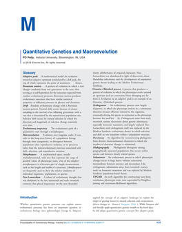 Quatitative Genetics and Macroevolution