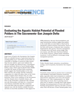 Evaluating the Aquatic Habitat Potential of Flooded Polders in the Sacramento–San Joaquin Delta John R